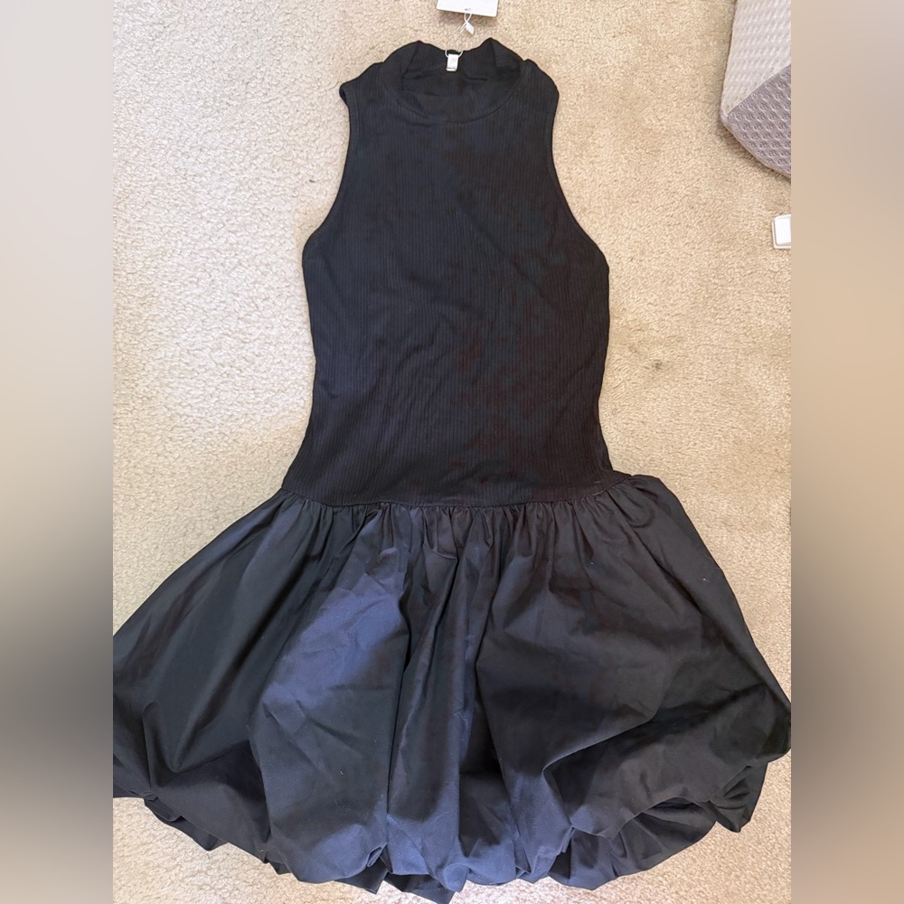 Black mini bubble skirt dress